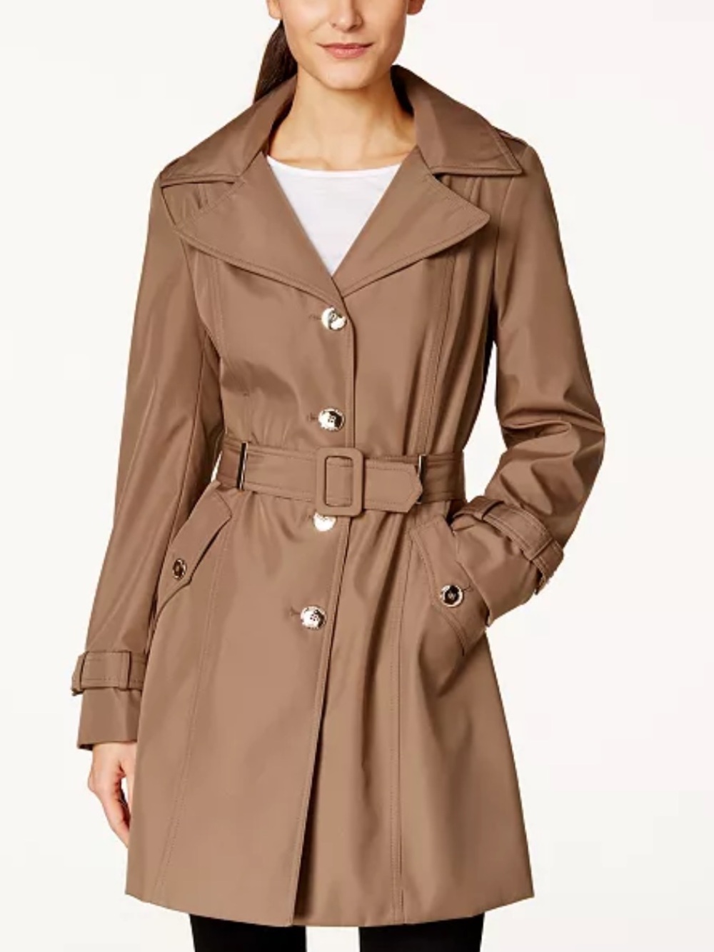 Calvin Klein Women's Taupe Belted Trench Coat